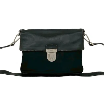 Pre-owned Prada Black Leather Nylon Pochette Shoulder Bag ()