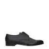 Prada Black Leather Oxfords And Derbies In Black