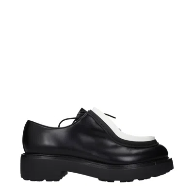 PRADA BLACK LEATHER OXFORDS AND DERBIES