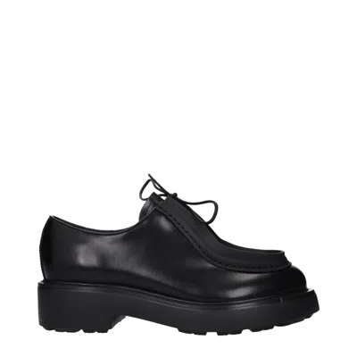 Prada Black Leather Oxfords And Derbies