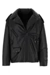 Prada Black Nappa Leather Padded Jacket In Black