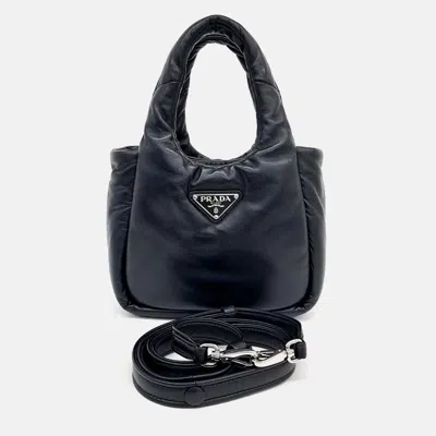 Pre-owned Prada Black Leather Padded Soft Napa Tote Bag Small