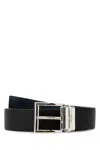 Prada Black Leather Reversible Belt In Black