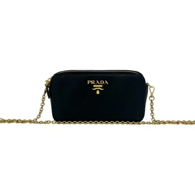 Pre-owned Prada Black Leather Pochette Shoulder Bag ()