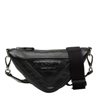 Pre-owned Prada Black Leather Pouch Shoulder Bag ()