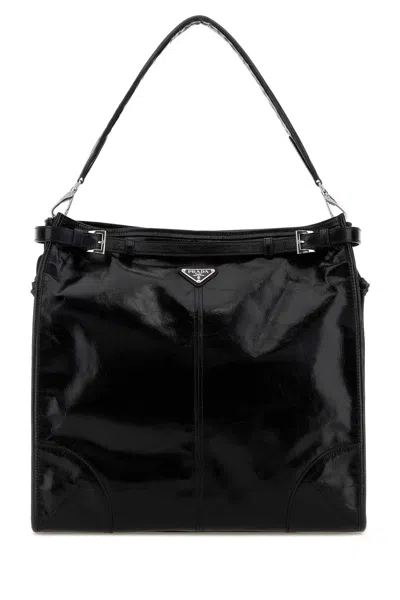 Prada Black Leather  Bonnie Shopping Bag