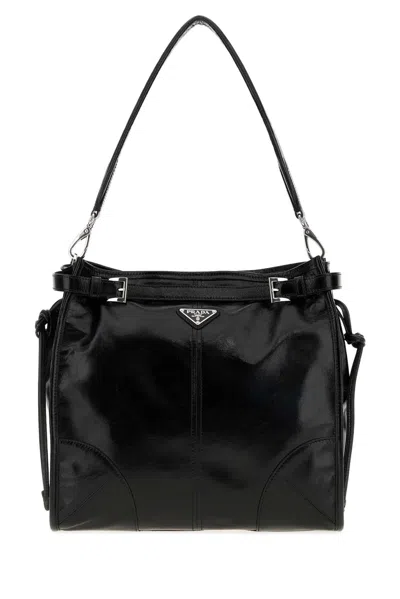 Prada Black Leather  Bonnie Shoulder Bag