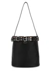 Prada Studded Belt Leather Bucket Bag In Nero