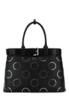 Prada Large Studded Buckle Handbag Top Handle In Black