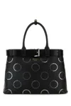 Prada Large Studded Buckle Handbag Top Handle In Black