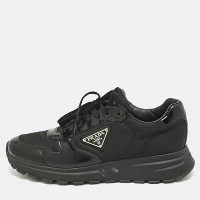 Pre-owned Prada Black Leather Prax 01 Low Top Sneakers Size 42