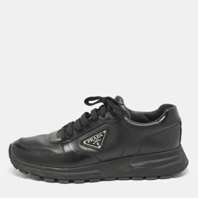 Pre-owned Prada Black Leather Prax 01 Low Top Sneakers Size 43