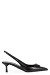Prada Leather Kitten Heel Pumps With Pointed Toe