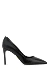 Prada Leather Pumps Pointed Toe Textured Finish In Black