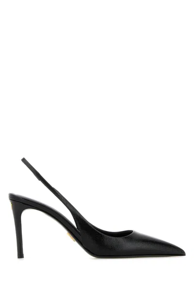 Prada Pointed-toe Leather Slingback Slingback Pump In Black