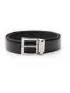 Prada Adjustable Silver-tone Buckle Smooth Finish Belt In Black