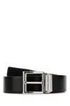 Prada Black Leather Reversible Belt In Black