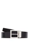 Prada Adjustable Silver-tone Buckle Smooth Finish Belt In F0002