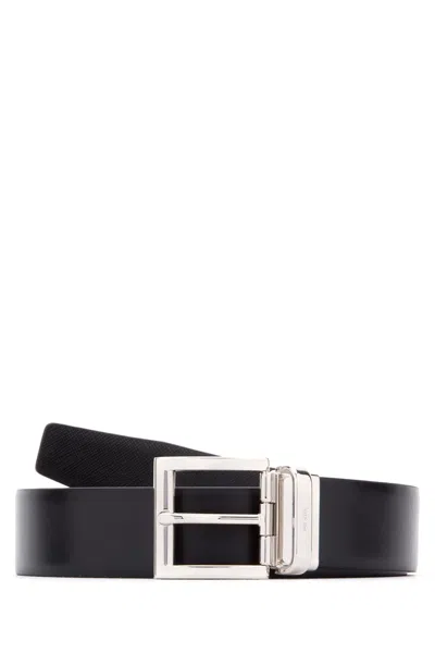 PRADA BLACK LEATHER REVERSIBLE BELT