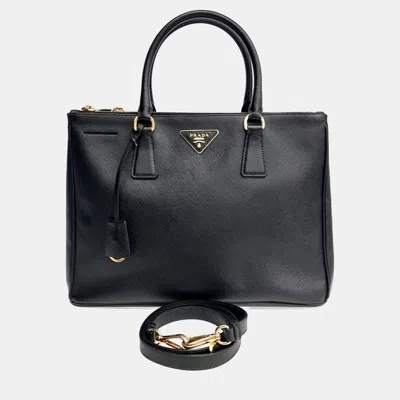 Pre-owned Prada Black Leather Saffiano Luxe Tote And Shoulder Bag (bn2274)