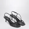 Prada Capretto Strappy Leather Sandals With Triangle Logo Charm