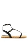 Prada Flat Woven Fabric And Nappa Leather Sandals