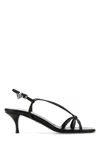 Prada Capretto Strappy Leather Sandals With Triangle Logo Charm