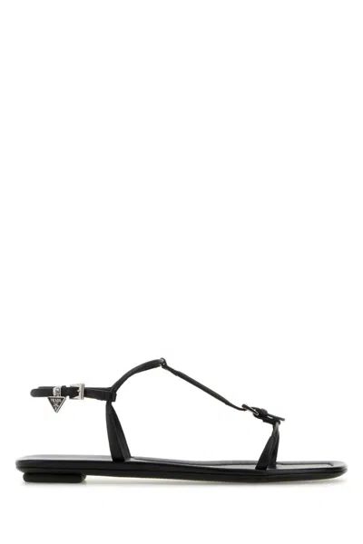 PRADA BLACK LEATHER SANDALS