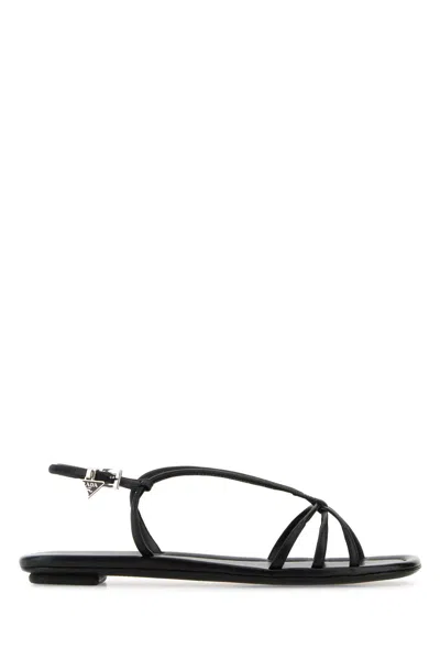 Prada Black Leather Sandals