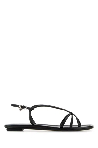 Prada Black Leather Sandals