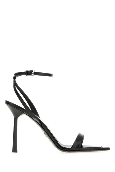 PRADA BLACK LEATHER SANDALS