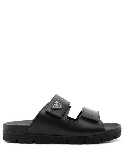 Prada Black Leather Sandals