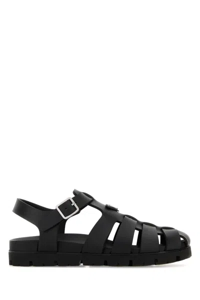 Prada Black Leather Sandals