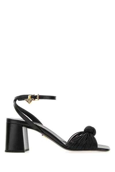 Prada Black Leather Sandals