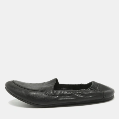 Pre-owned Prada Black Leather Scrunch Slip On Sneakers Size 44