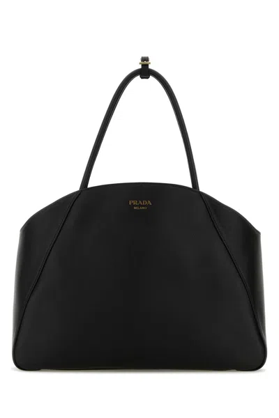PRADA PRADA BLACK LEATHER SHOPPING BAG