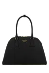 Prada Women Saffiano Midi Handbag In Black