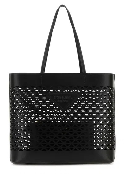 Prada Black Leather Shopping Bag