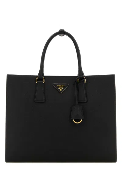 Prada Large Saffiano Leather Handbag In Black