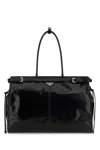 Prada Leather Shoulder Bag With Metal Hardware And Top Handle In Animal Print