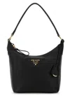 Prada Black Leather Shoulder Bag In Black