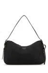 Prada Leather Shoulder Bag Curved Silhouette Strap In Black