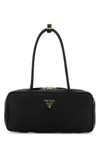 Prada Re-nylon And Leather Medium Top-handle With Padlock Bags In Black