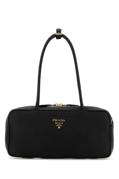 PRADA PRADA BLACK LEATHER SHOULDER BAG