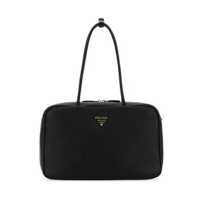 Prada Triangle Bag In Grained Leather In Black