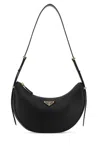 Prada Leather Shoulder Bag Curved Shape Strap In Black