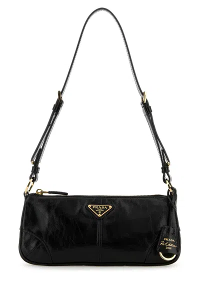 PRADA BLACK LEATHER SHOULDER BAG