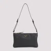 Prada Logo Leather Shoulder Bag In Nero
