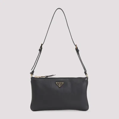 PRADA BLACK LEATHER SHOULDER BAG