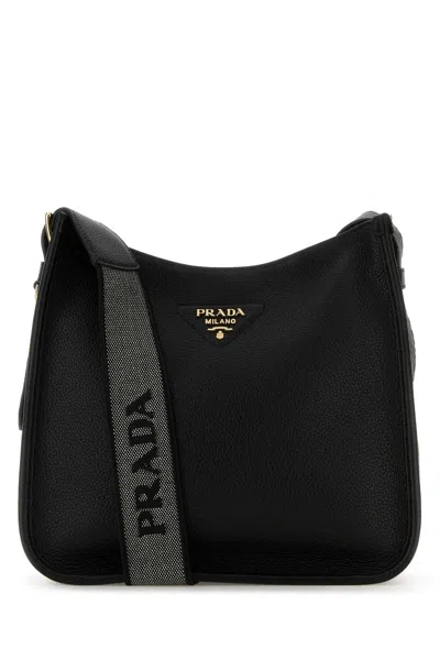 PRADA BLACK LEATHER SHOULDER BAG